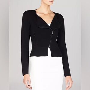 BCBGMaxAzria Black Zip-Peplum Blazer